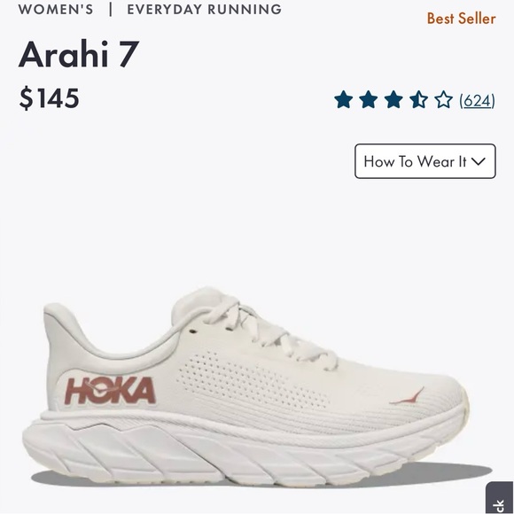 NEW IN BOX Hoka One Arahi 7 Rose Gold Blanc de Blanc Womens Size 8 - Picture 5 of 12